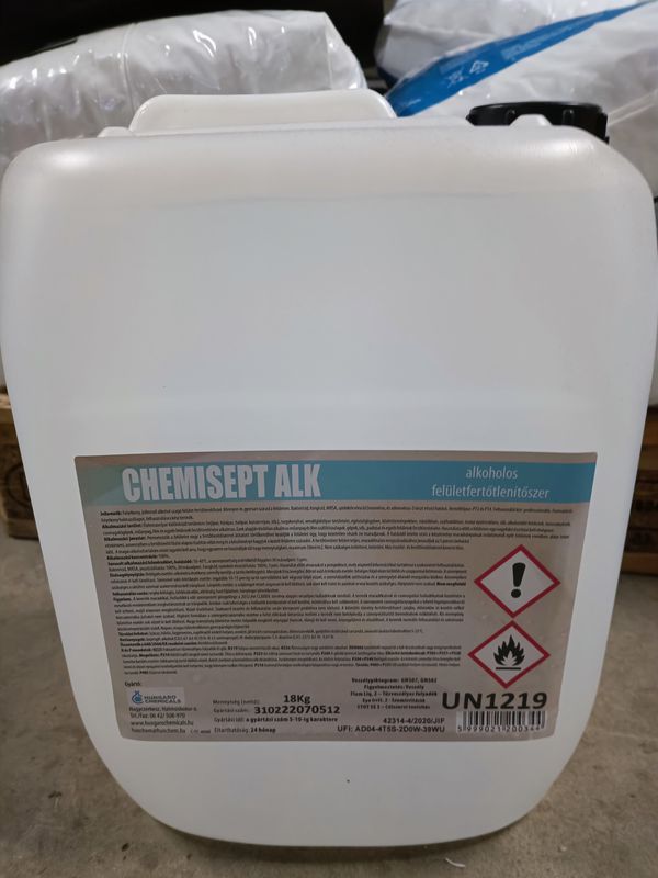 HUN.CHEMISEPT ALK ALKOHOLOS FELÜLET FERTŐTLENÍTŐSZER 18KG 24LITERES KANNA
